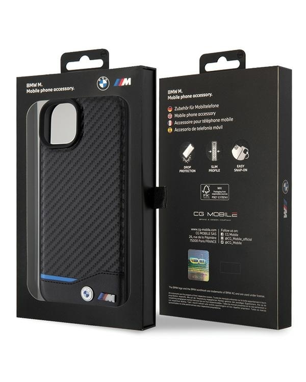 BMW BMHCP15M22NBCK iPhone 15 Plus | 14 Plus 6.7" czarny|black Leather Carbon