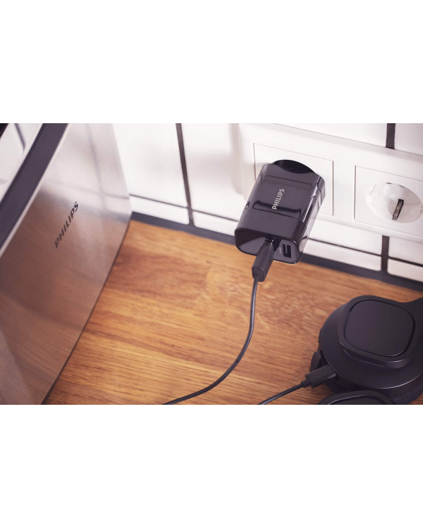 Philips DLP2620|12 зарядное устройство с двумя портами USB 17 Вт | 2,4 А, черное