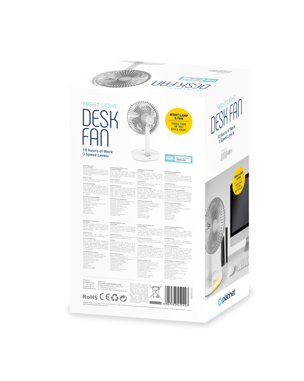 Platinet PRDF0326 вентилятор настольный 3000mAh белый