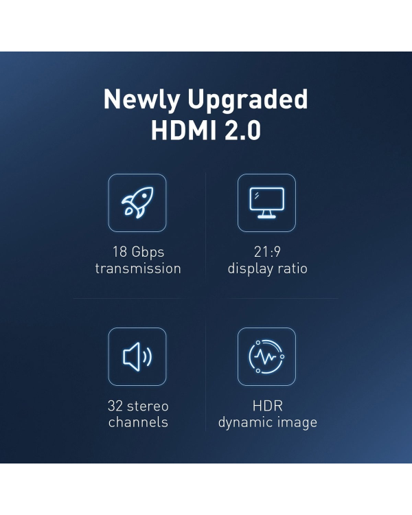 Кабель Baseus High Definition Series HDMI 2.0, 4K 60 Гц, 0,75 м (черный)