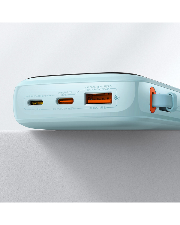 Baseus Qpow power bank 10000mAh built-in USB Type-C cable 22.5W Quick Charge SCP AFC FCP blue (PPQD020103)