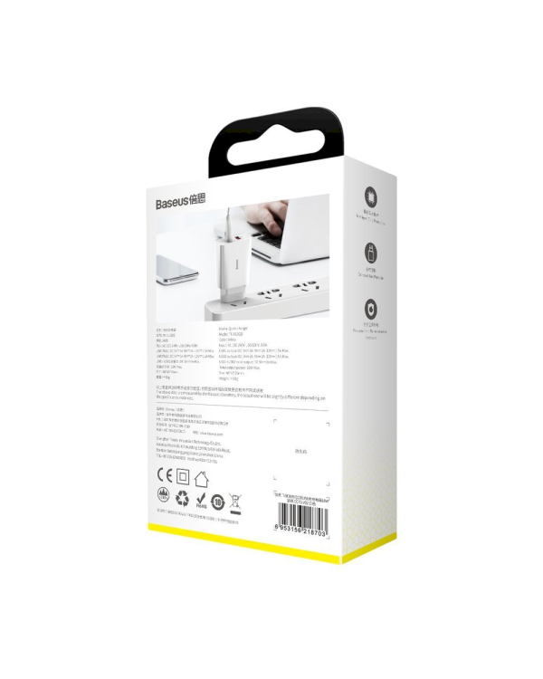 Baseus Speed Mini CCFS-V02 Сетевое зарядное устройство 2 x USB / 18W / 3A / Quick Charge 3.0 / Белое