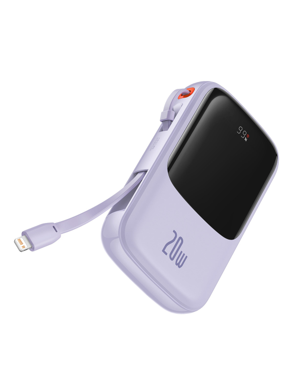 Baseus Qpow power bank 10000mAh built-in Lightning 20W Quick Charge cable SCP AFC FCP purple (PPQD020005)