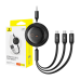 Fast Charging Cable 3in1 Baseus Free2Draw, USB to micro USB+USB-C+Lightning, 3.5A, 1.1m (black)