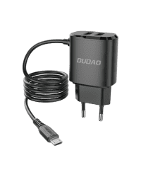Dudao 2x USB wall charger with built-in micro USB 12 W cable black (A2ProM black)
