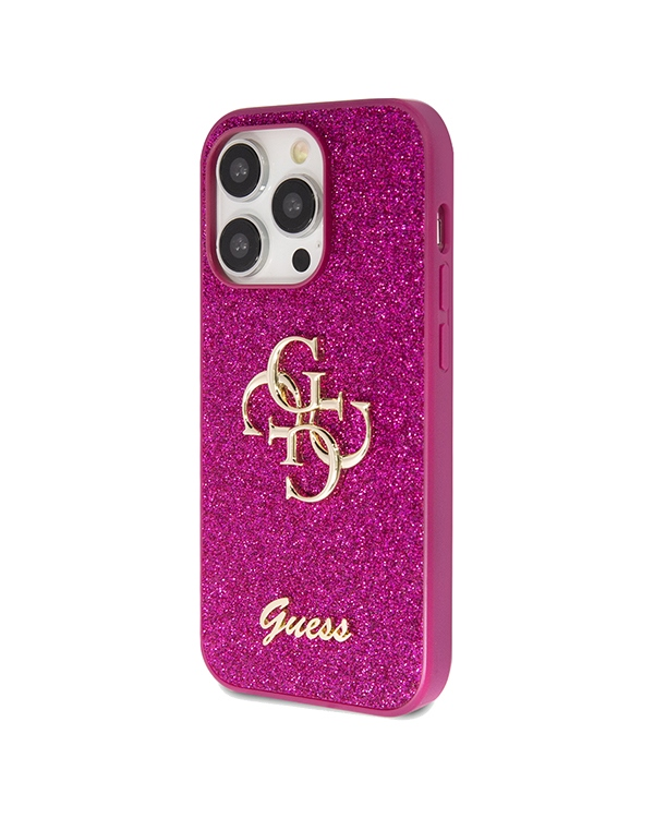 Guess GUHCP15XHG4SGU iPhone 15 Pro Max 6.7" фиолетовый жесткий чехол Glitter Script Big 4G