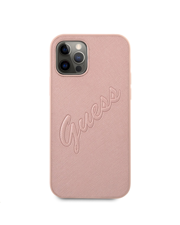 GUHCP12LRSAVSRG Guess PU Saffiano Vintage Script Case for iPhone 12 Pro Max Rose Gold