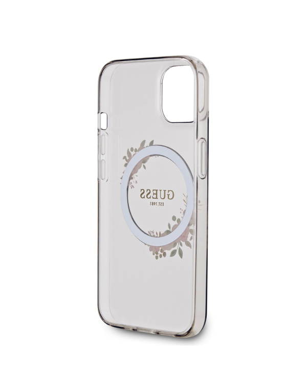 Guess PC|TPU Flowers Ring Glossy Logo MagSafe Чехол для iPhone 13 черный