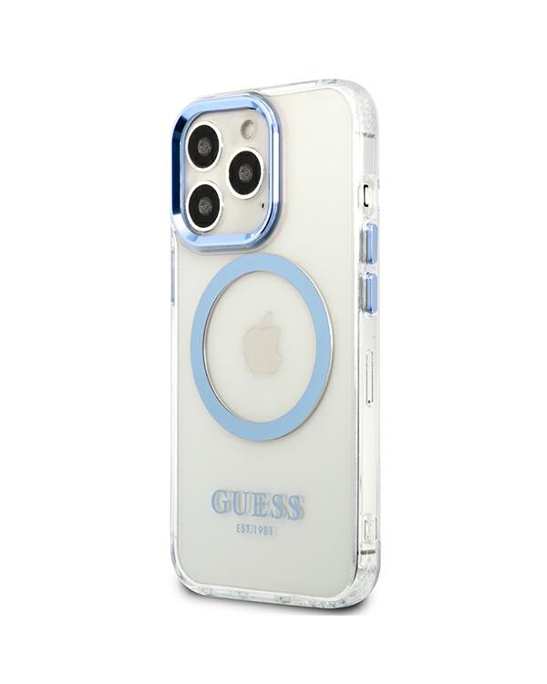 Guess GUHMP13XHTRMB iPhone 13 Pro Max 6,7" niebieski|blue hard case Metal Outline Magsafe