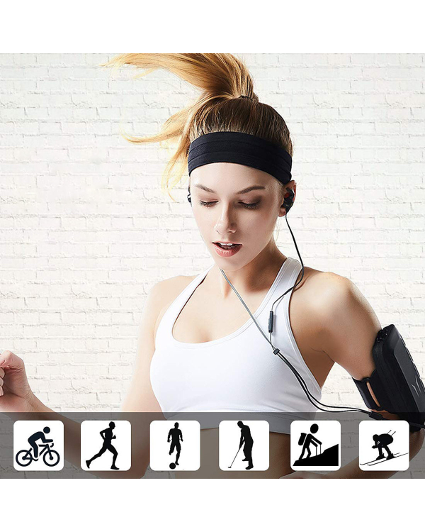 Elastic fabric headband for running fitness black