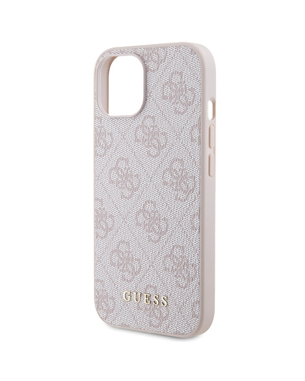 Guess GUHCP15SG4GFPI iPhone 15 6.1" różowy|pink hard case 4G Metal Gold Logo
