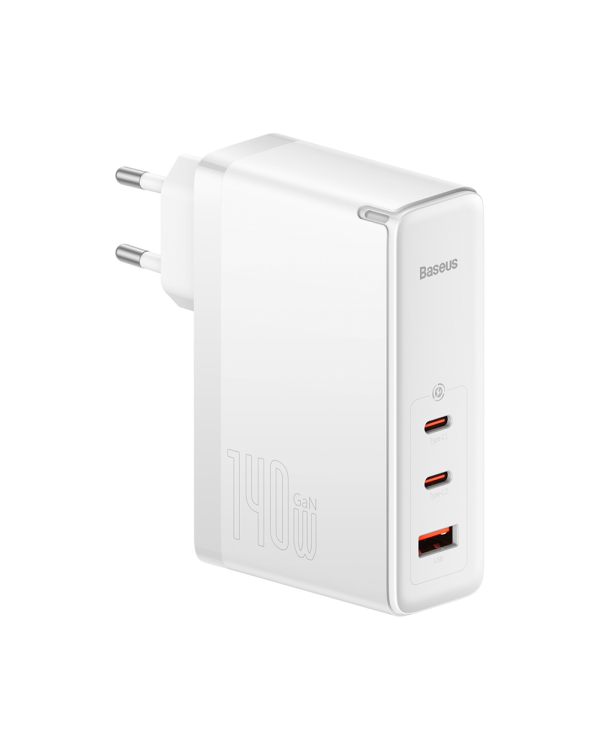 Baseus GaN5 Pro wall charger 2xUSB-C + USB, 140W (white)