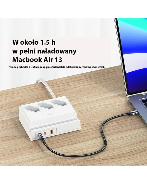 USAMS Listwa zasilająca 65W Super Si Fast Charging USB Extension Socket EU biały|white CC160TC01 (US-CC160)