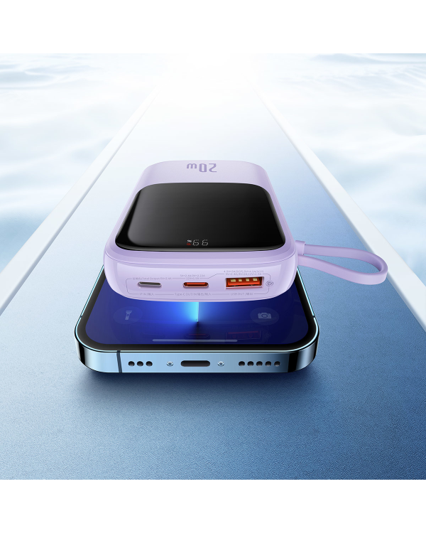 Baseus Qpow power bank 10000mAh built-in Lightning 20W Quick Charge cable SCP AFC FCP purple (PPQD020005)