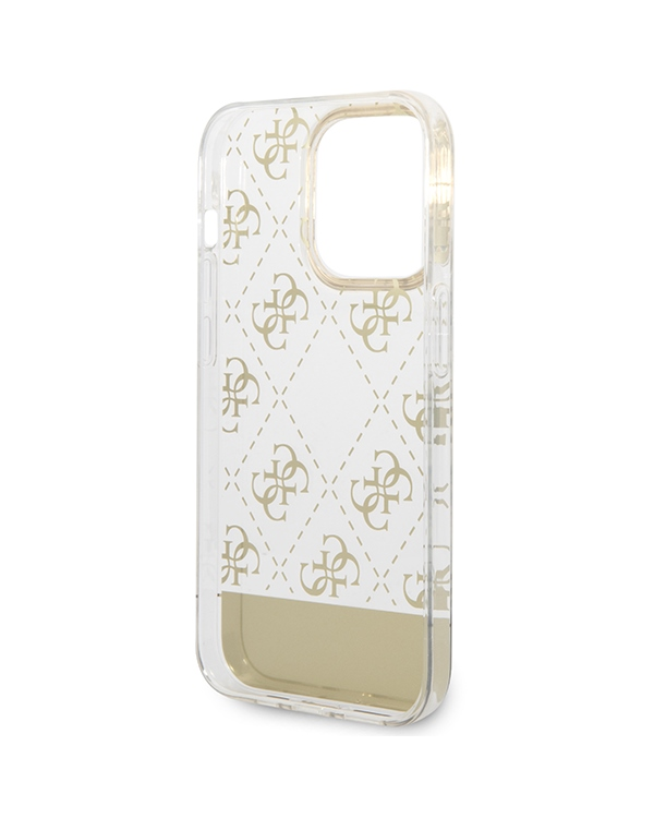 Guess PC|TPU Peony Glitter Script Logo Case for iPhone 14 Pro Max Gold