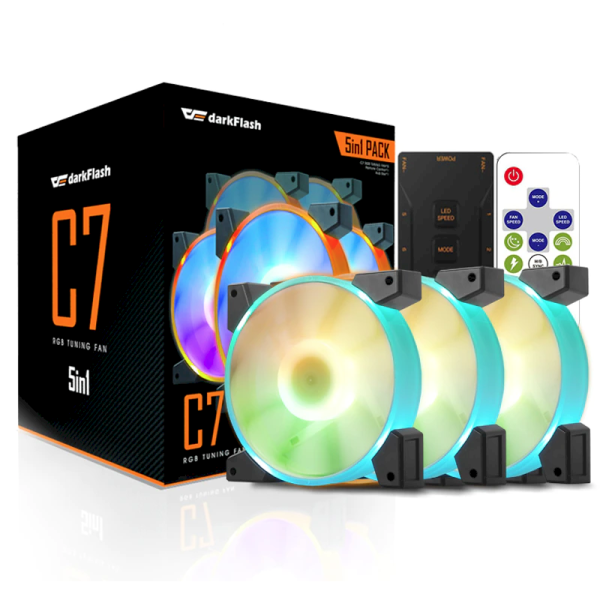 Комплект компьютерных вентиляторов Darkflash C7 120 x 120 мм (5 шт.) Комплект компьютерных вентиляторов Darkflash C7 120 x 120 мм (5 шт.)