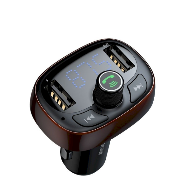 Baseus T-Typed Автомобильный fm трансмиттер 3.4A / usb flash / sd / bluetooth 4.2 черный / фиолетовый