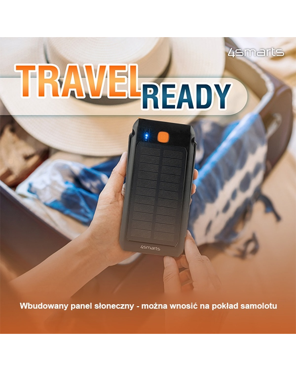 4smarts Powerbank Солнечный TitanPack Flex 10000mAh черный|оранжевый