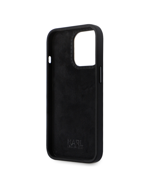 Karl Lagerfeld Liquid Silicone Metal Ikonik Case for iPhone 15 Pro Black