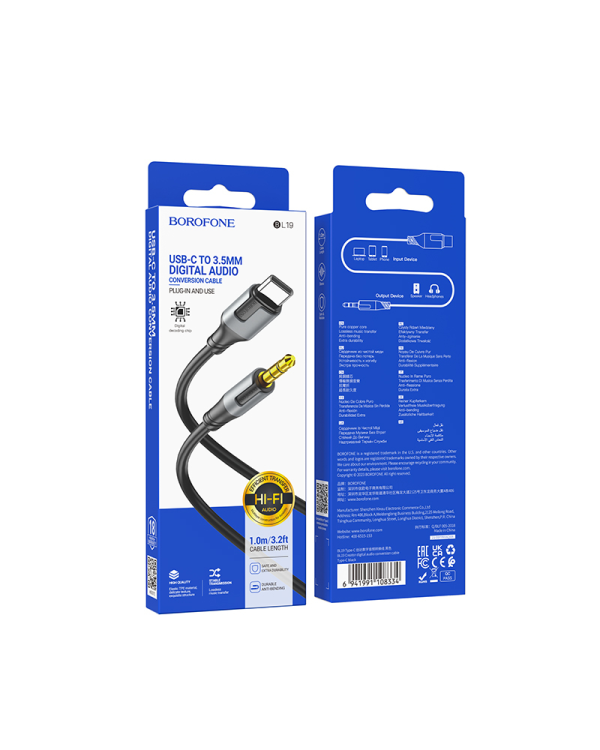 Дополнительное изображение книги «Borofone Cable BL19 Creator - jack 3,5mm to Type C - 1 metre black»