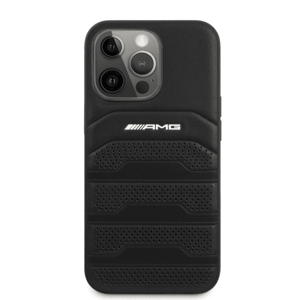 Обложка книги «AMHCP13LGSEBK AMG Genuine Leather Perforated Hard Case for iPhone 13 Pro Black»