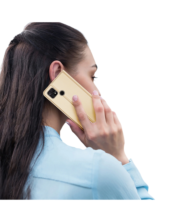 Dux Ducis Skin Pro Case for Xiaomi Poco C40 Flip Card Wallet Stand Gold