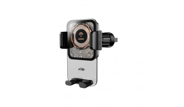 Автомобильный держатель Dudao F19 с зажимом и индуктивным зарядным устройством 15 Вт - черный Автомобильный держатель Dudao F19 с зажимом и индуктивным зарядным устройством 15 Вт - черный