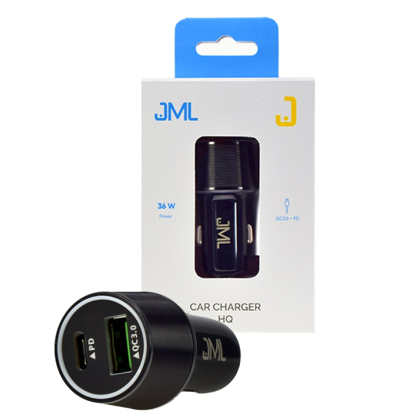 Автомобильное зарядное устройство JML CC-105 Quick Charge 3.0 / PD / USB-C / USB / 3А / 36W черный Автомобильное зарядное устройство JML CC-105 Quick Charge 3.0 / PD / USB-C / USB / 3А / 36W черный