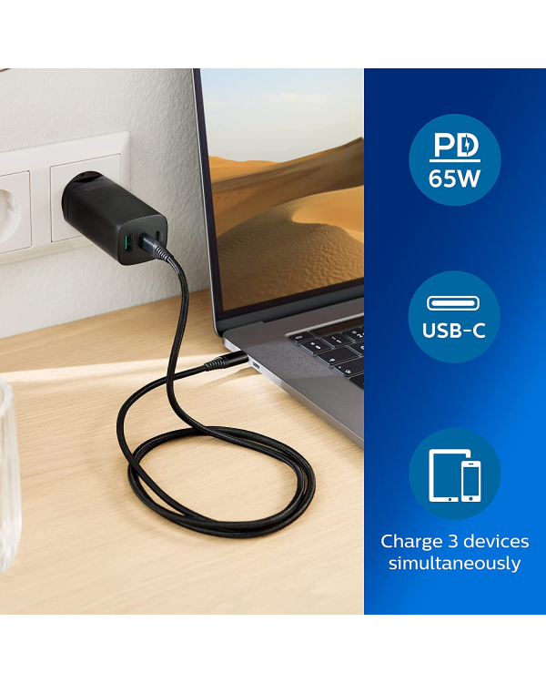Зарядное устройство Philips DLP2681|12 GaN 65 Вт | 3,25А черный
