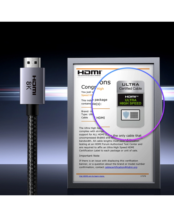 Ugreen HD171 35376 cable with HDMI 2.1 8K connectors certified 5 m - gray