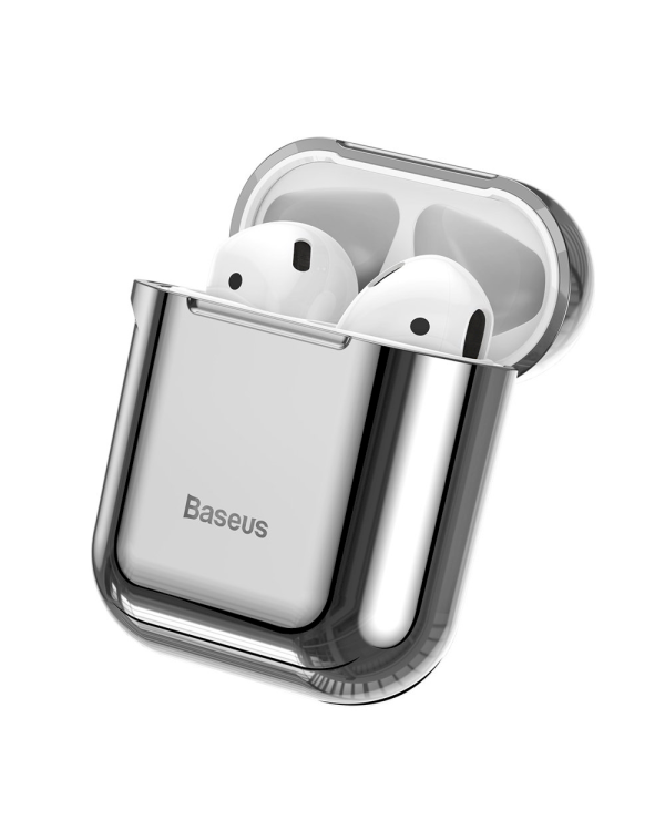 Baseus Shining Hook Силиконовый чехол для наушников Apple Airpods 1 / 2 Серебряный
