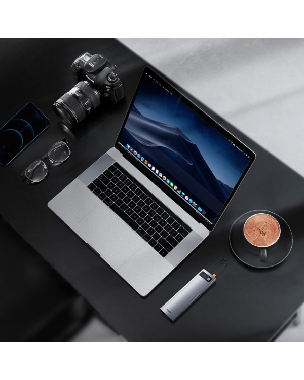 Дополнительное изображение книги «Концентратор 11in1 Baseus Metal Gleam Series, USB-C - 3x USB 3.0 + 2x HDMI + USB-C PD + Ethernet RJ45 + microSD|SD + VGA + AUX»