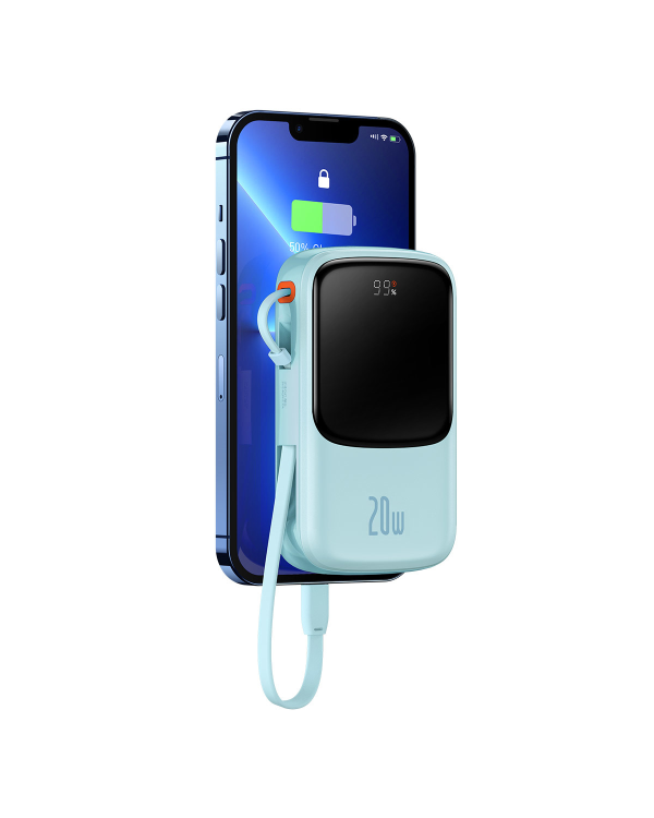 Baseus Qpow power bank 10000mAh built-in Lightning 20W Quick Charge cable SCP AFC FCP blue (PPQD020003)