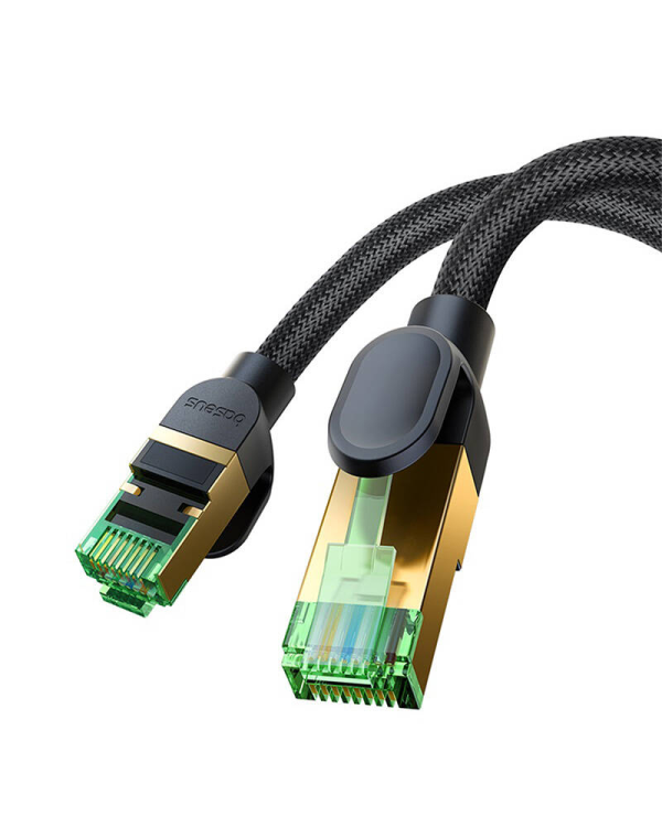 Сетевой кабель в оплетке cat.8 Baseus Ethernet RJ45, 40 Гбит|с, 1,5 м (черный)