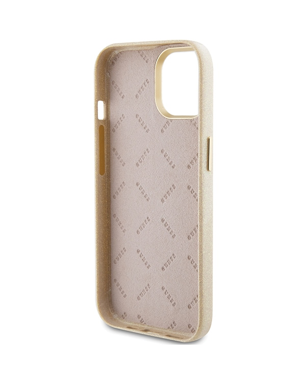 Guess GUHCP15SPGMCSD iPhone 15 6.1" złoty|light gold hardcase Glitter Glossy Script