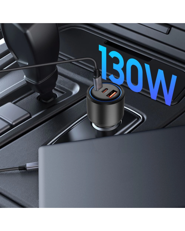 CC04 3-port PD130W car charger - black
