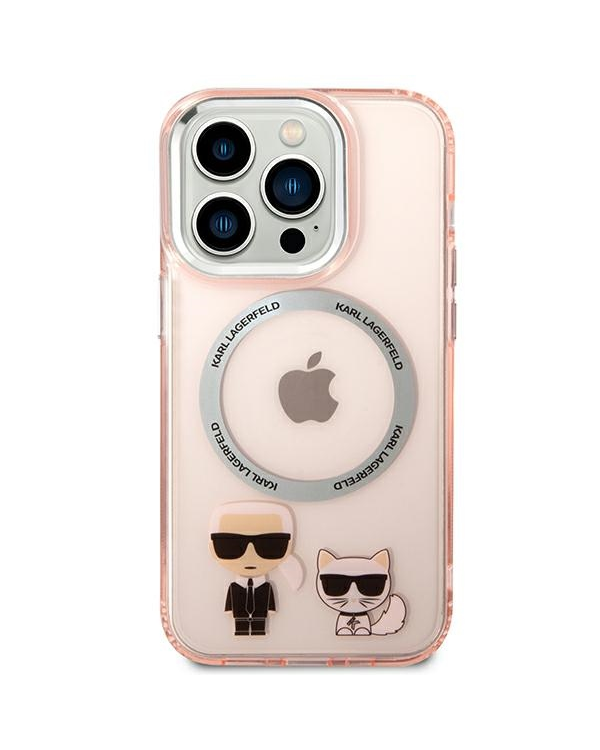 Karl Lagerfeld MagSafe Compatible Case Karl and Choupette for iPhone 14 Pro Pink