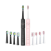 FairyWill Sonic toothbrushes with head set and case E11 (Black and pink)