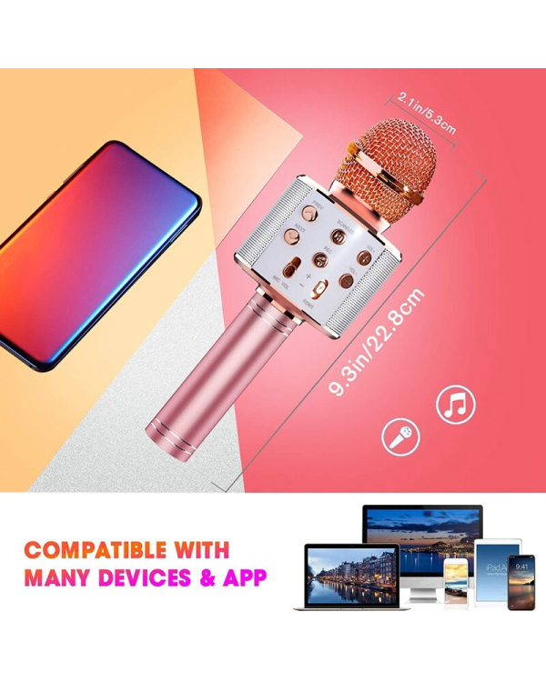 Goodbuy LED караоке-микрофон с динамиком bluetooth / 5W / aux / голосовой модулятор / USB / Micro SD черный