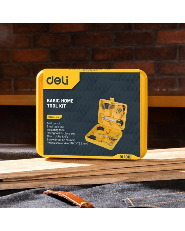 Набор бытовых инструментов DELI TOOLS 11шт|комплект желтый