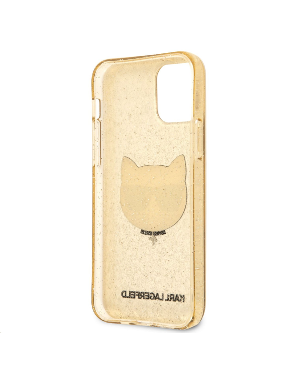 KLHCP12MCHTUGLGO Karl Lagerfeld Choupette Head Glitter Case for iPhone 12/12 Pro 6.1 Gold