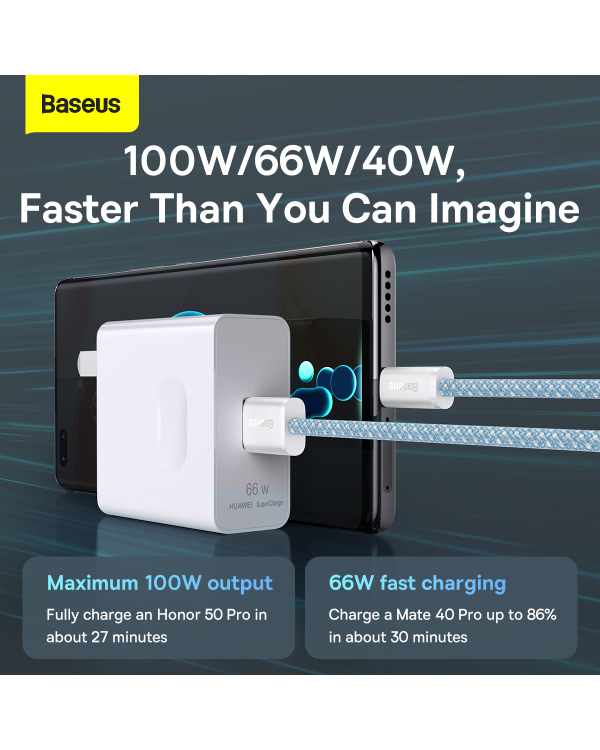 Кабель USB Baseus Dynamic Series - USB Type C 100W 1m синий (CALD000603)