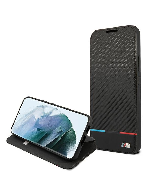 Etui BMW BMBKS22MPUCARTCBK S22+ S906 czarny|black bookcase M Collection Triangles