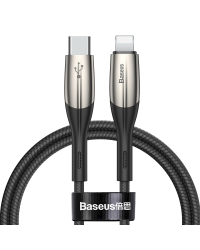 Baseus durable nylon USB cable Type C PD / Lightning 18W QC3.0 1m black (CATLSP-01)