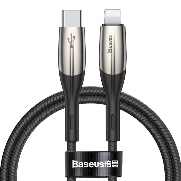 Обложка книги «Baseus durable nylon USB cable Type C PD / Lightning 18W QC3.0 1m black (CATLSP-01)»