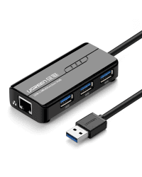 Ugreen multifunctional USB 3.0 HUB 3x USB / network adapter RJ45 Giga Ethernet black (20265)
