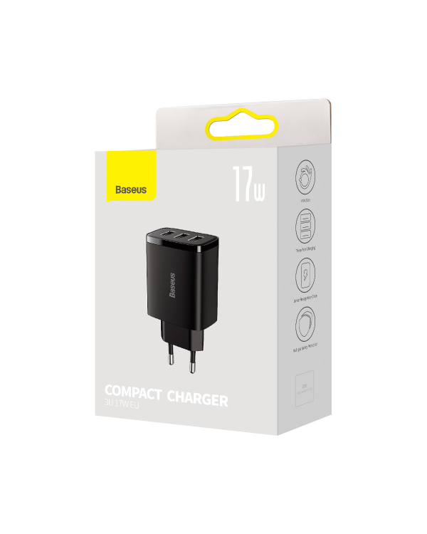 Baseus Compact charger 3x USB 17W black (CCXJ020101)