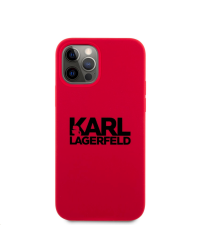 KLHCP12MSLKLRE Karl Lagerfeld Stack Black Logo Silicone Case for iPhone 12/12 Pro 6.1 Red