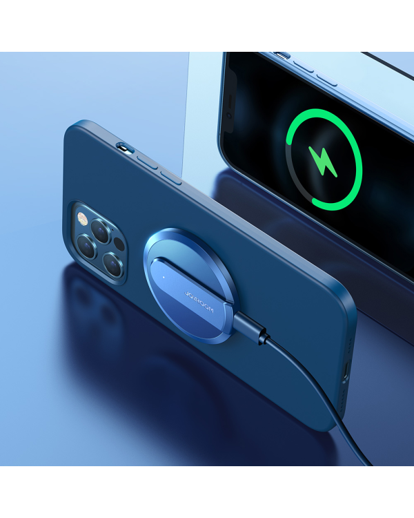 Joyroom wireless Qi charger 15 W for iPhone (MagSafe compatible) + USB Type C cable blue (JR-A28)