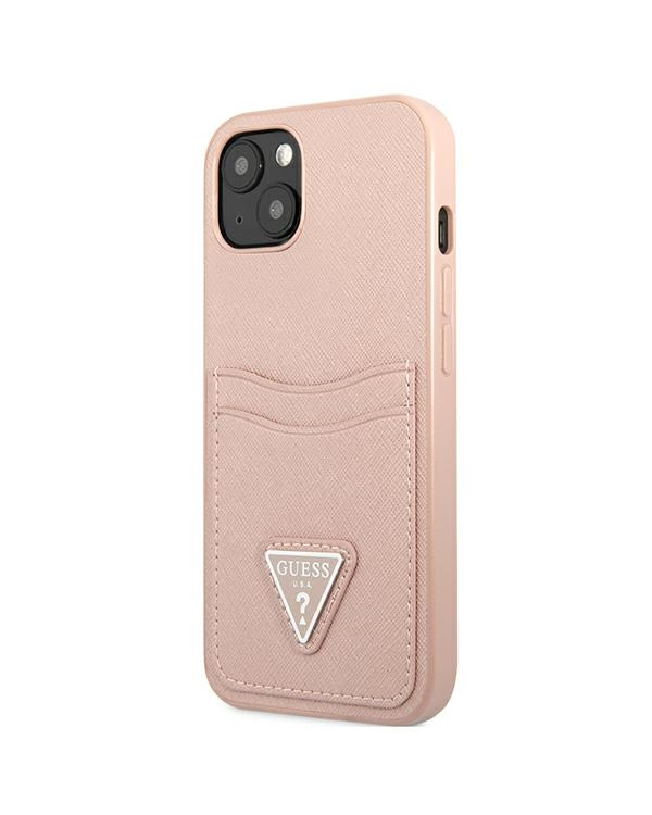 Guess Saffiano Double Card Case for iPhone 13 Pink